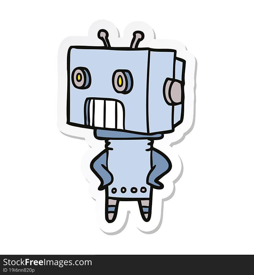 sticker of a cartoon robot