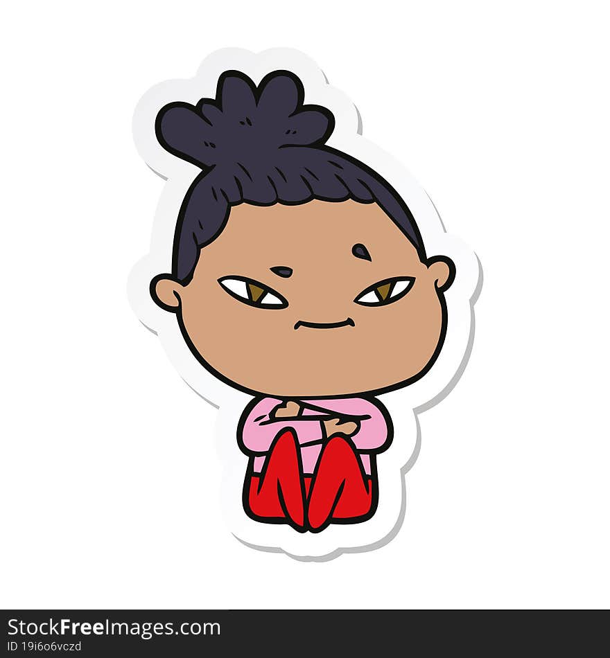 sticker of a cartoon woman