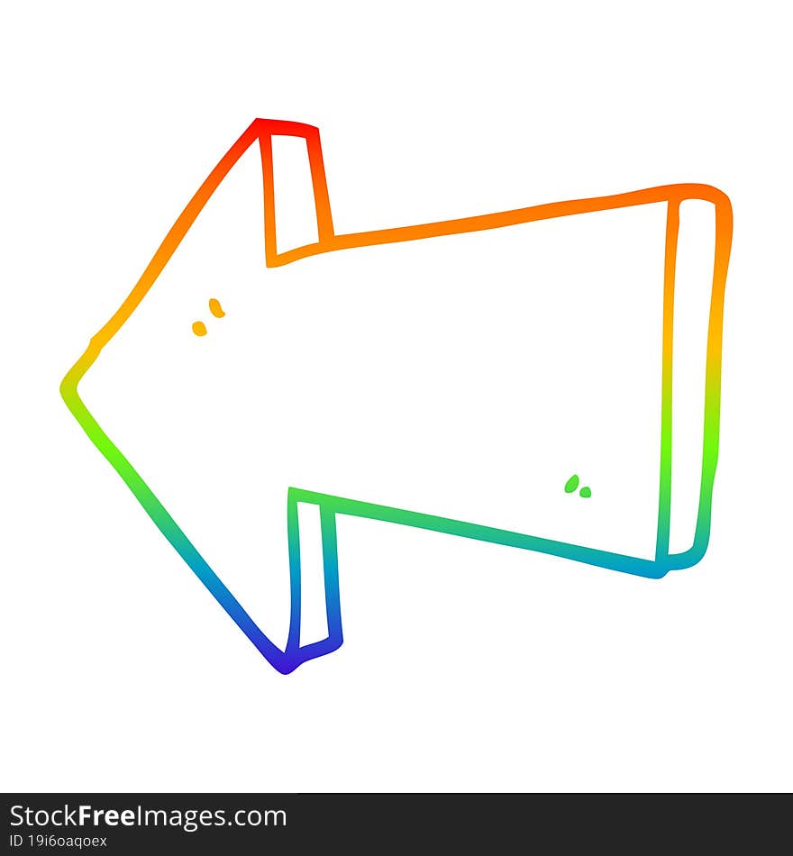 rainbow gradient line drawing cartoon pointing arrow