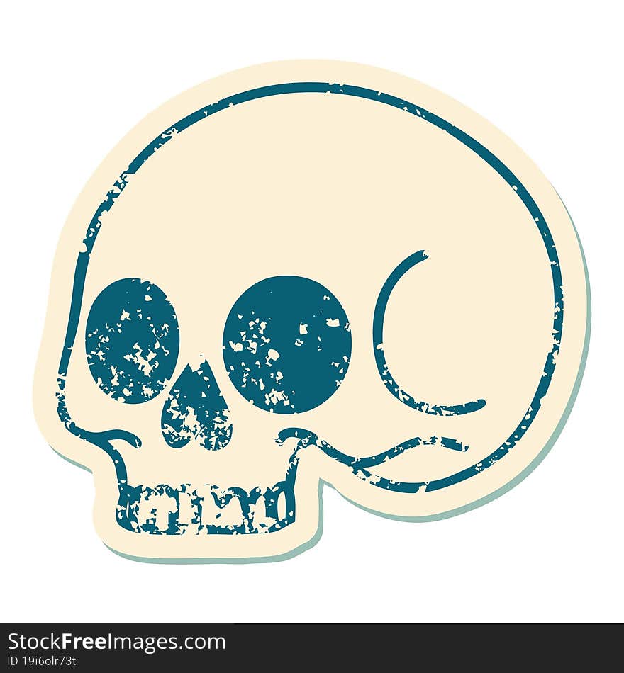 distressed sticker tattoo style icon of a skull