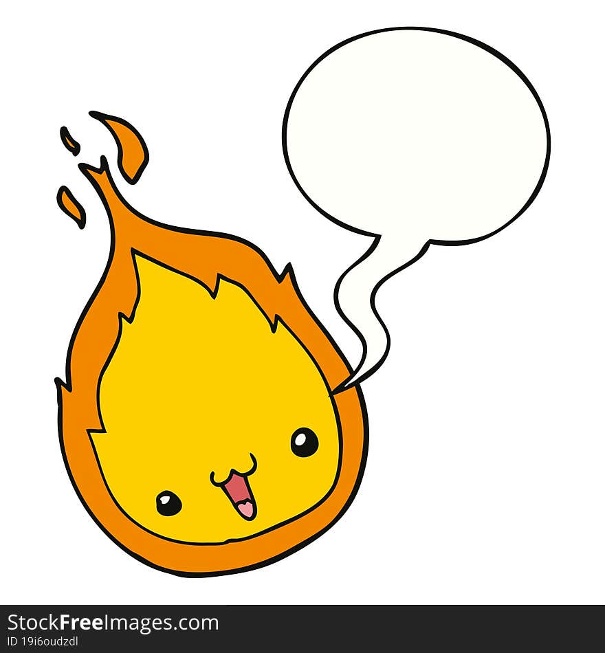 Cute Cartoon Flame And Speech Bubble