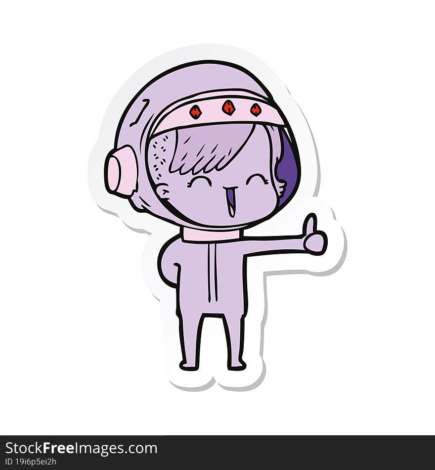 sticker of a happy cartoon space girl