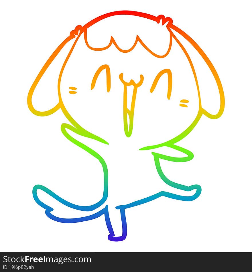 rainbow gradient line drawing of a cute cartoon dog