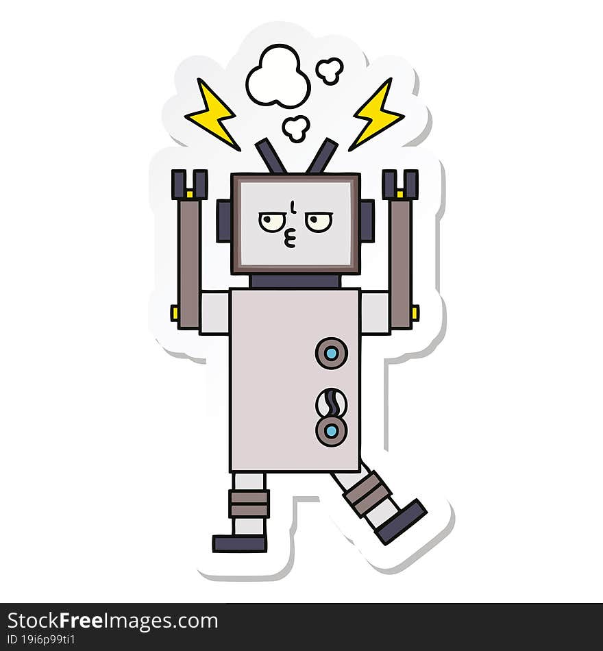 Sticker Of A Cute Cartoon Robot