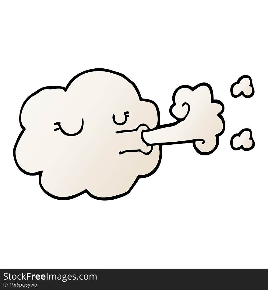 cartoon doodle cloud blowing a gale