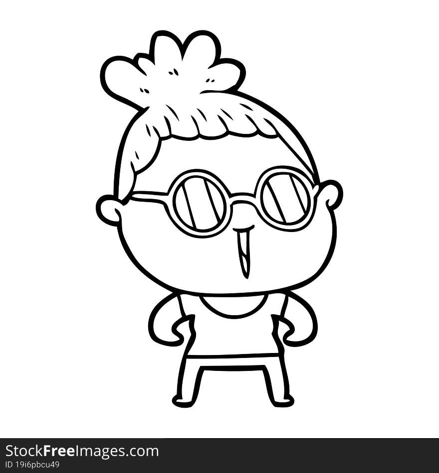 cartoon tough woman wearing spectacles. cartoon tough woman wearing spectacles