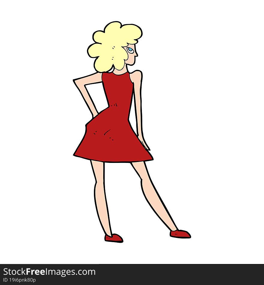 cartoon woman posing in dress