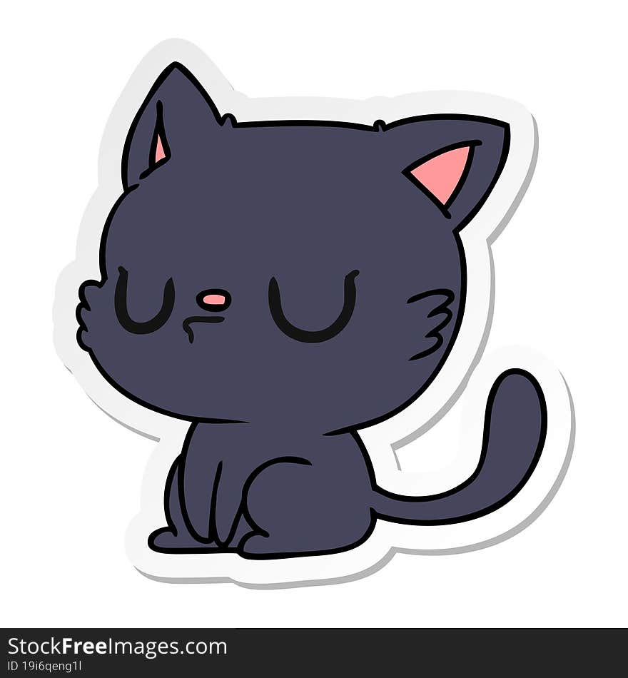 Sticker Cartoon Of Cute Kawaii Cat