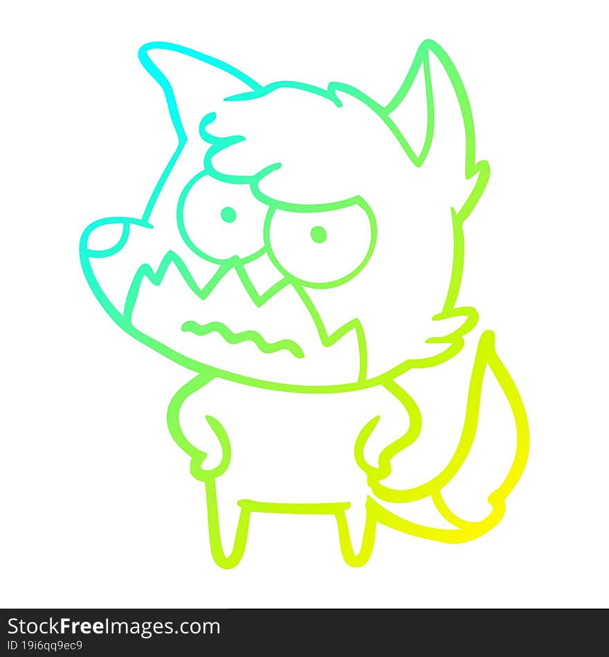 Cold Gradient Line Drawing Cartoon Annoyed Fox