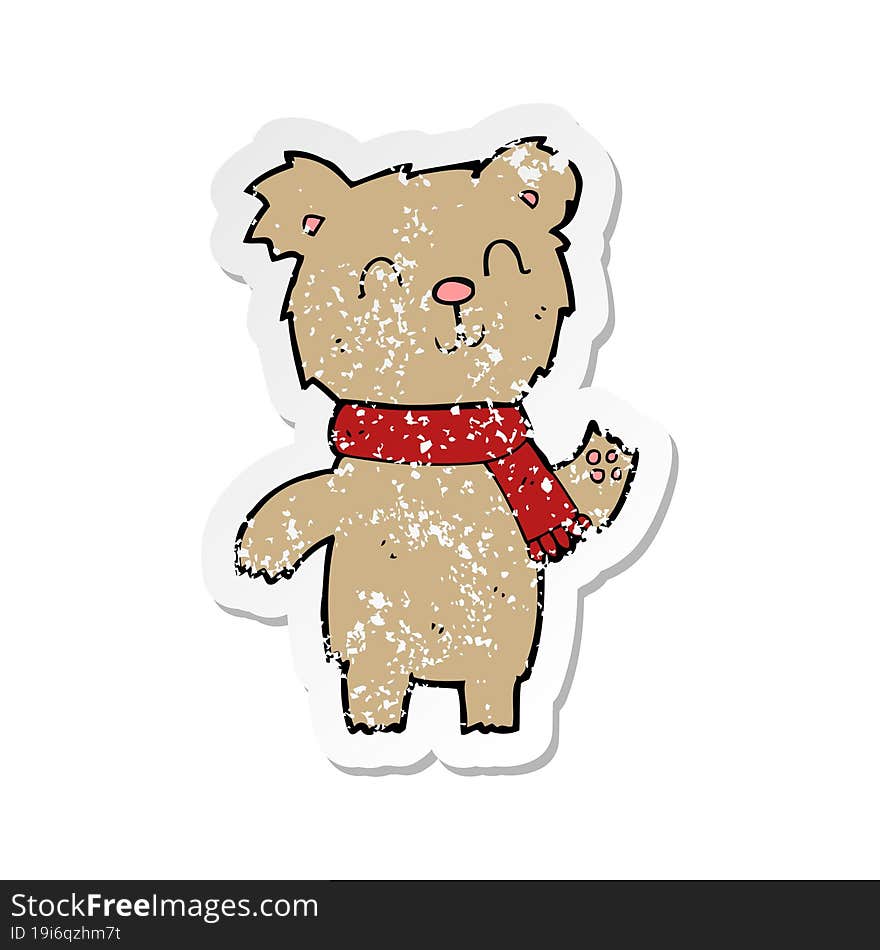 retro distressed sticker of a cartoon cute teddy bear