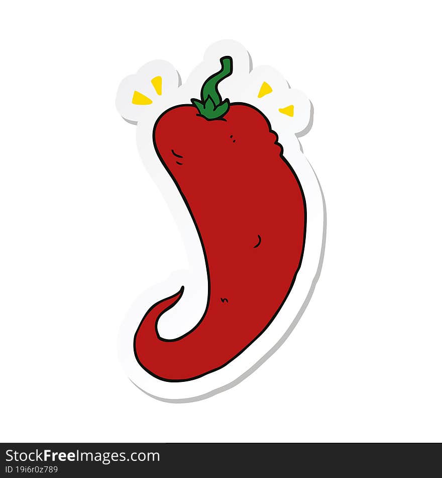 Sticker Of A Cartoon Chili Pepper