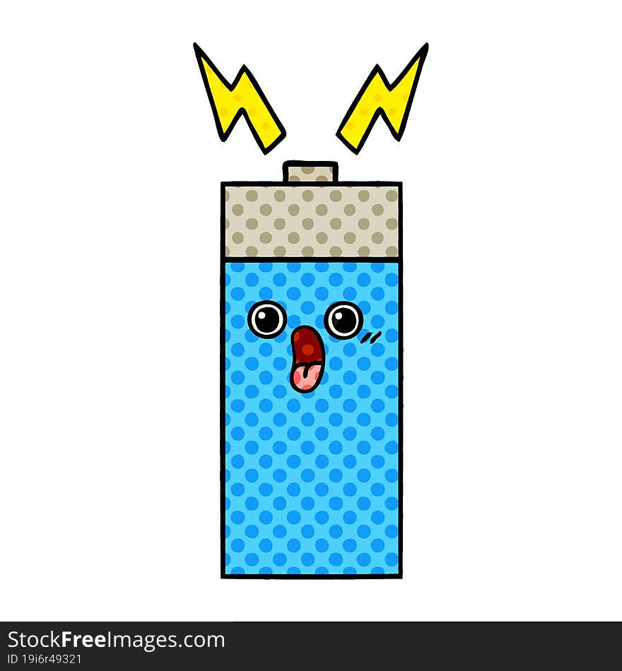 comic book style cartoon of a battery