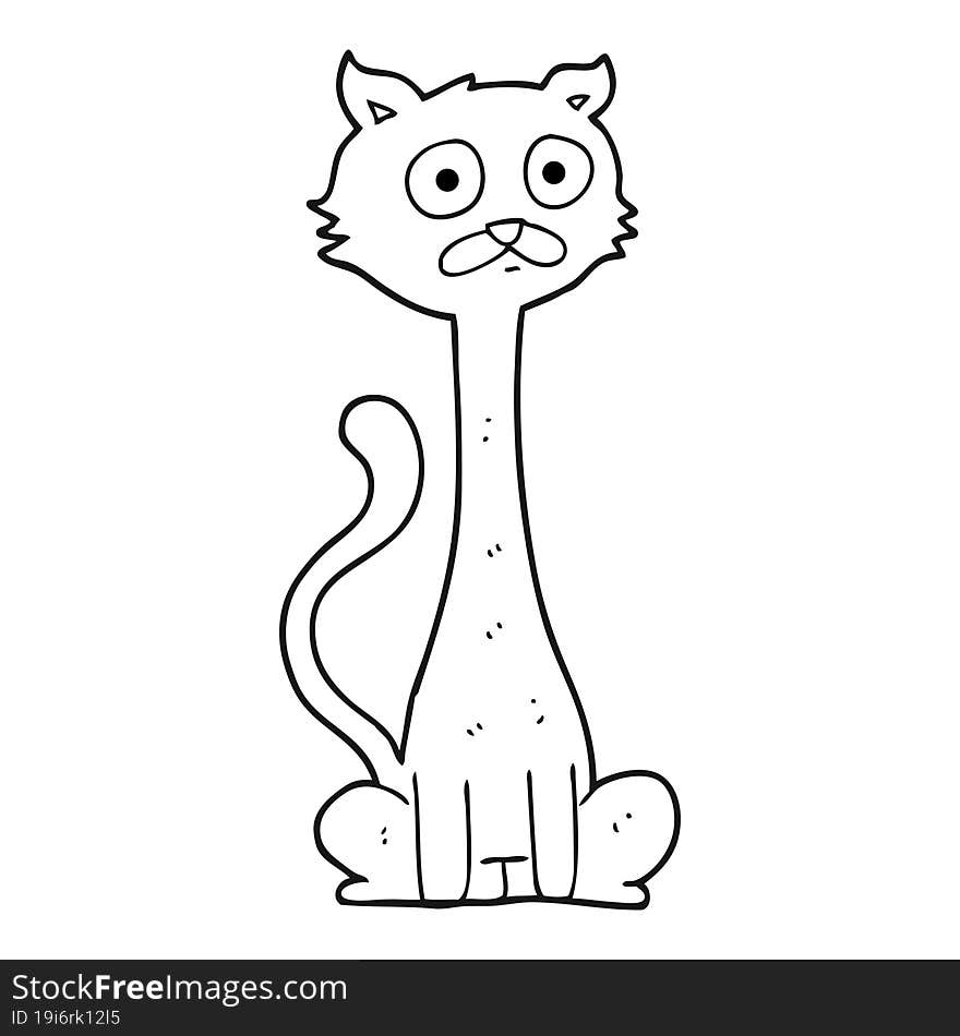 black and white cartoon cat