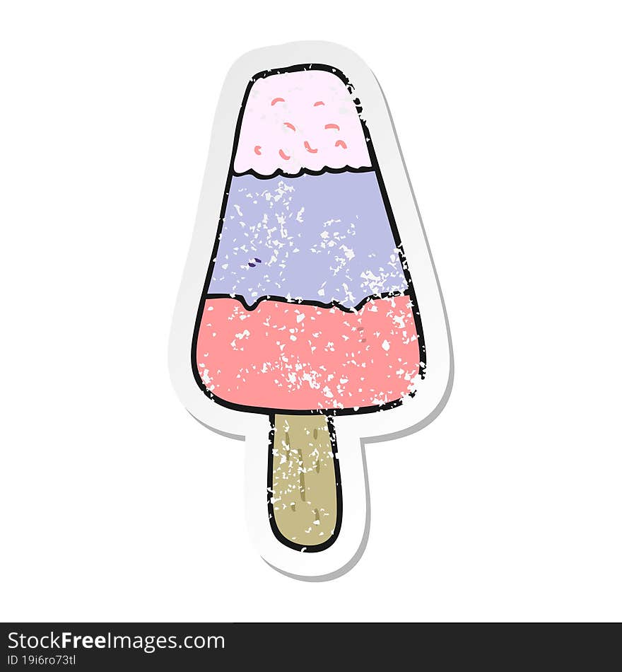 distressed sticker of a cartoon ice lolly