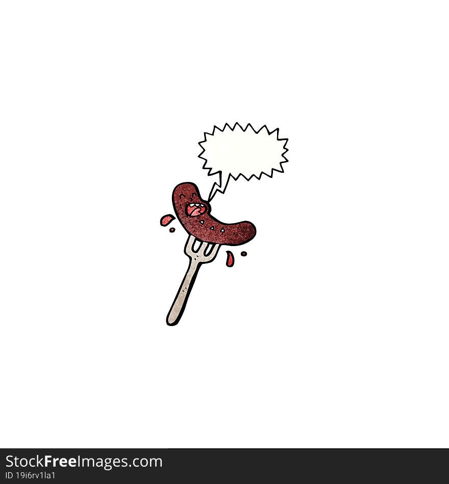 Sausage Speared On Fork Cartoon