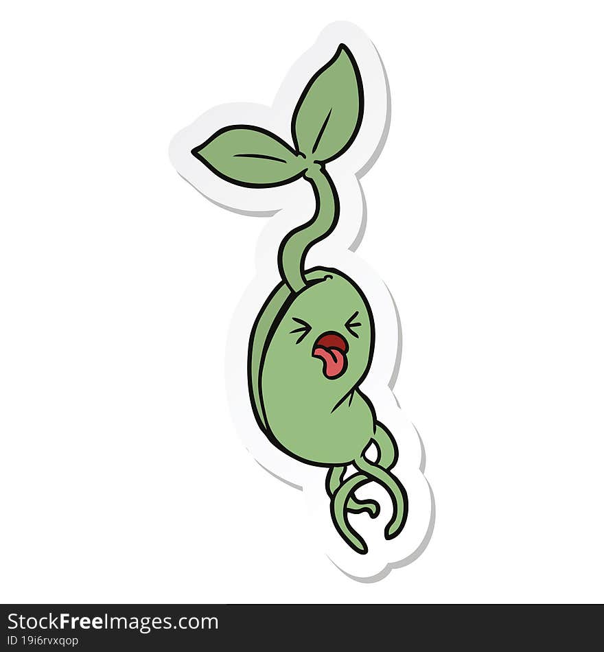 Sticker Of A Cartoon Sprouting Seedling