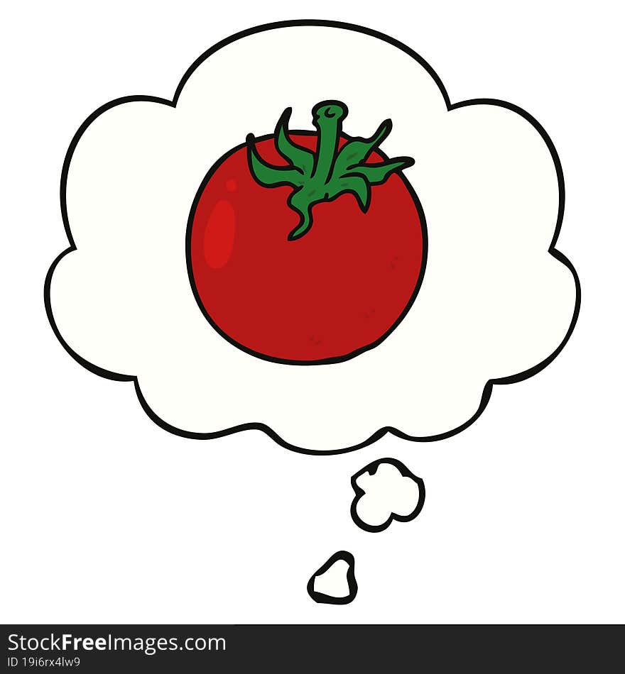 cartoon tomato and thought bubble