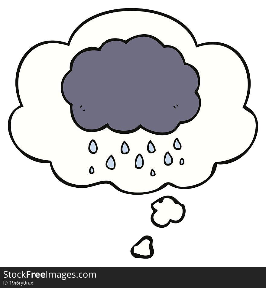 cartoon cloud raining and thought bubble