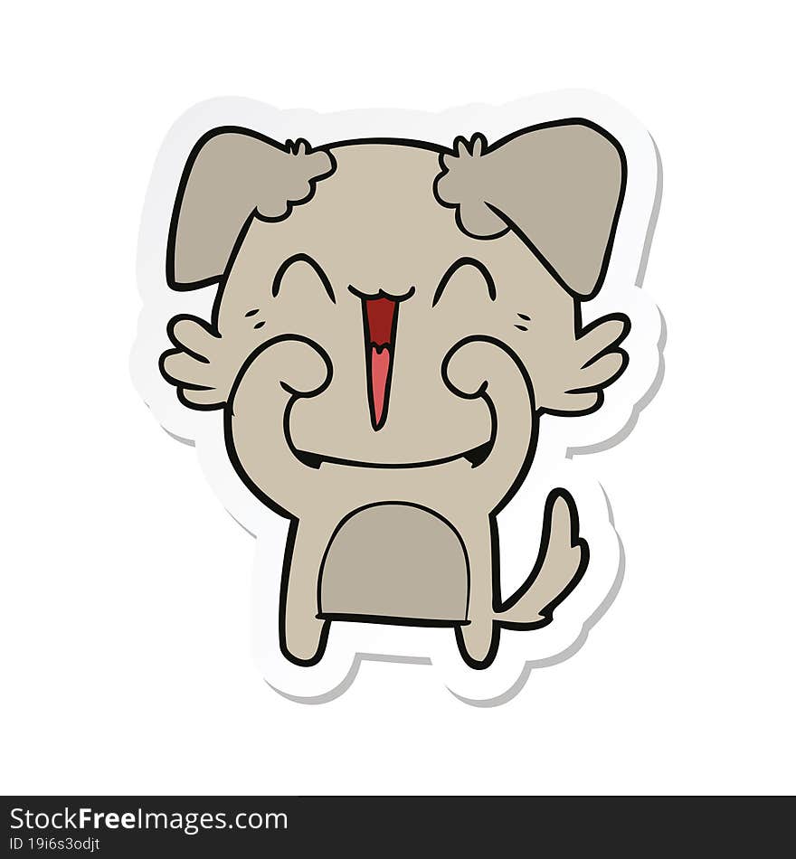 Sticker Of A Happy Little Dog Cartoon