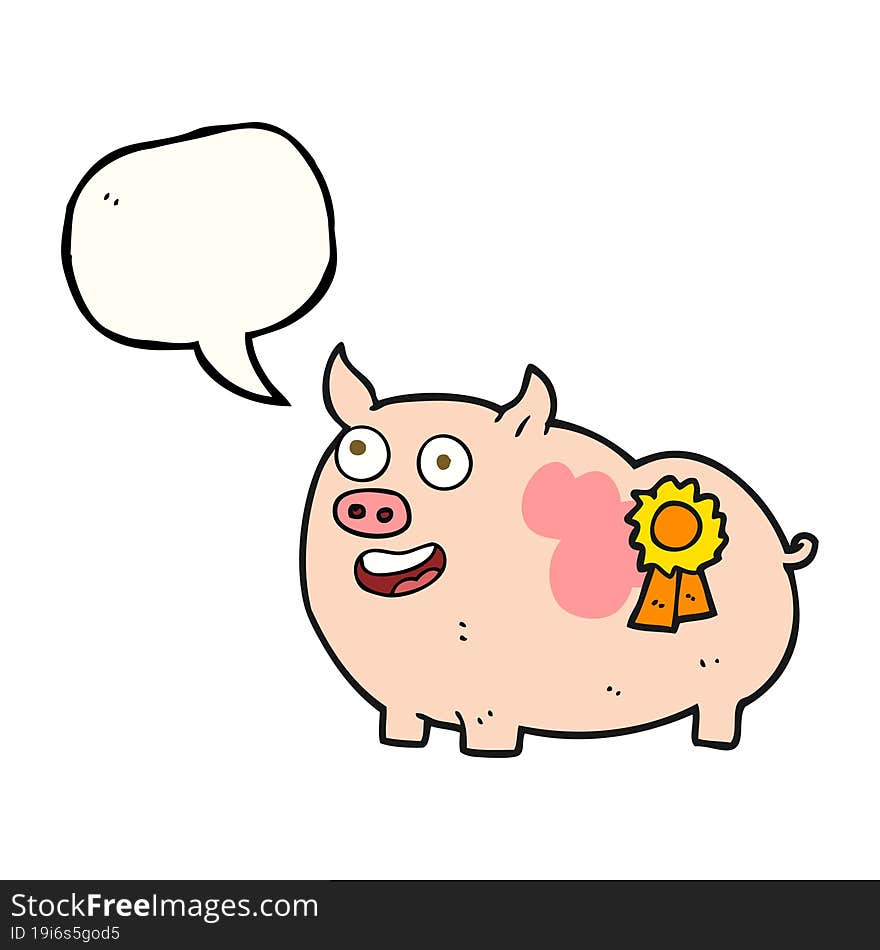 Speech Bubble Cartoon Prize Winning Pig