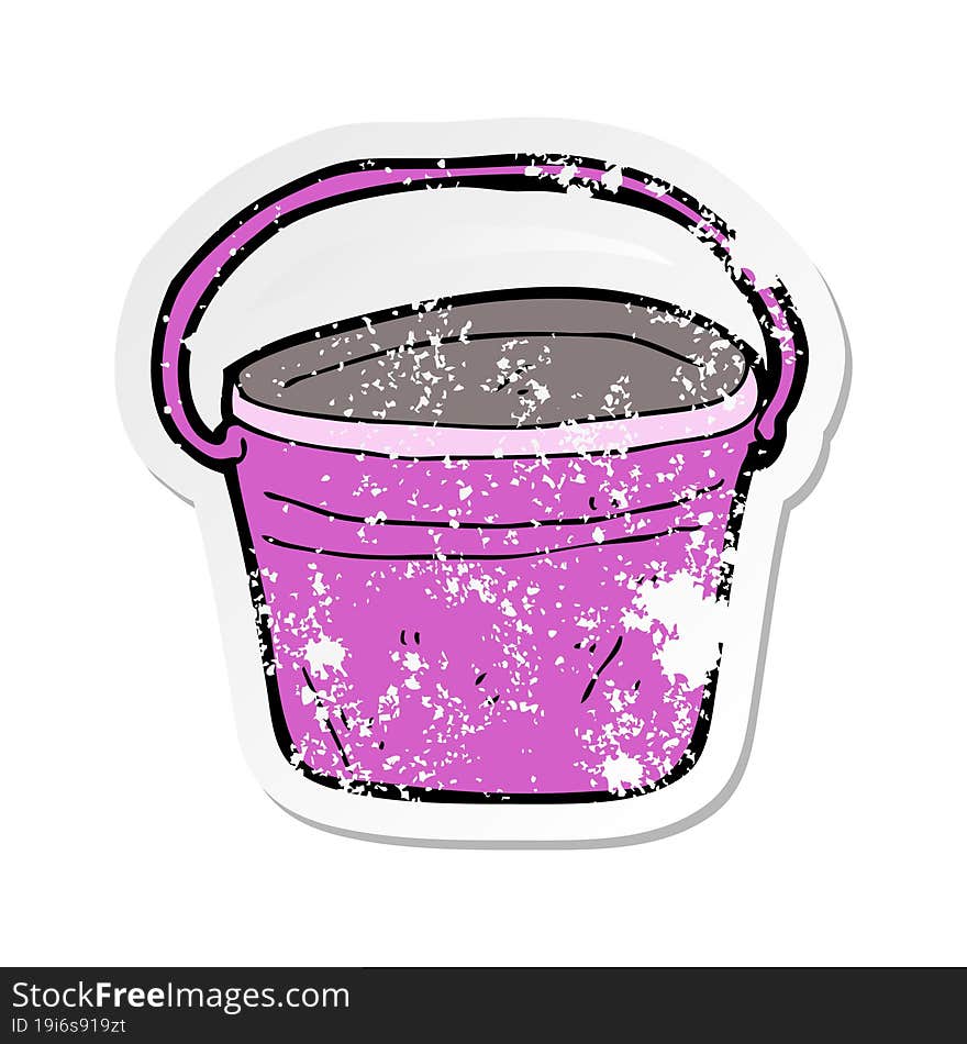 Retro Distressed Sticker Of A Cartoon Metal Bucket