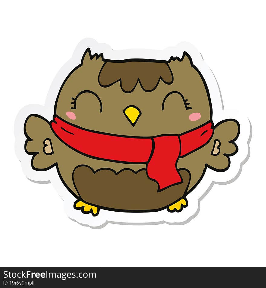 sticker of a cute cartoon owl