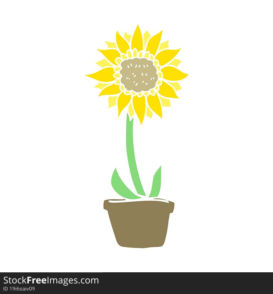 flat color illustration of a cartoon sunflower