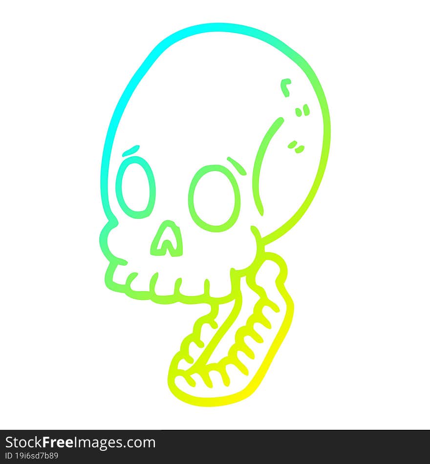 cold gradient line drawing cartoon skull