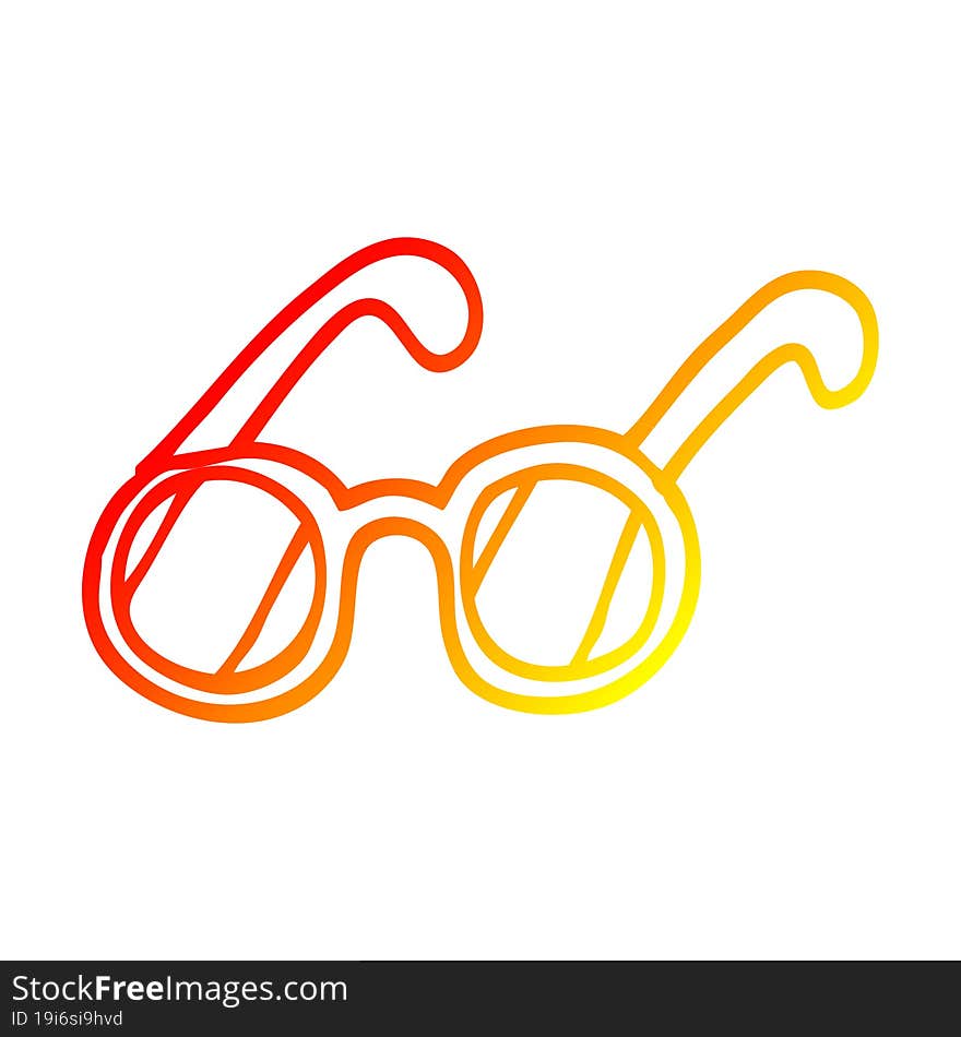 warm gradient line drawing of a cartoon spectacles