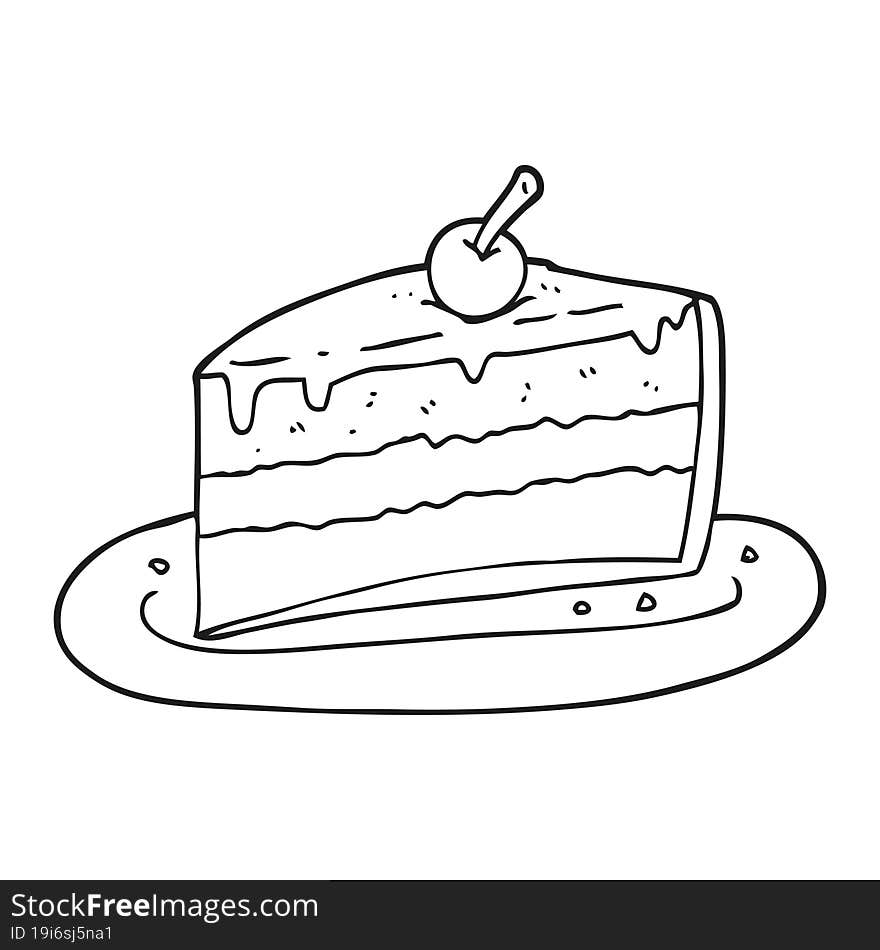 black and white cartoon slice of cake