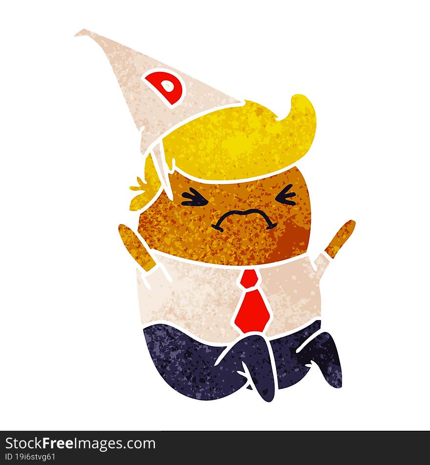 retro cartoon kawaii man in dunce hat