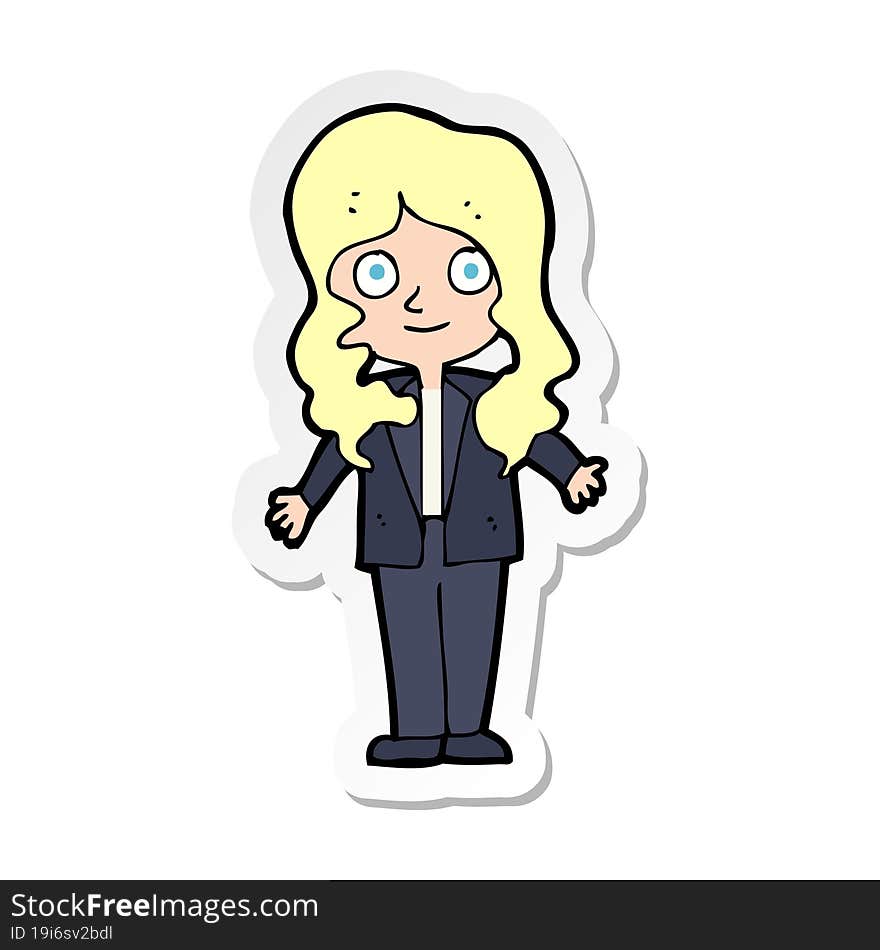 Sticker Of A Cartoon Friendly Business Woman