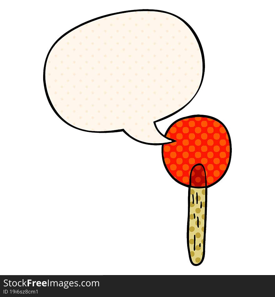 Cartoon Candy Lollipop And Speech Bubble In Comic Book Style