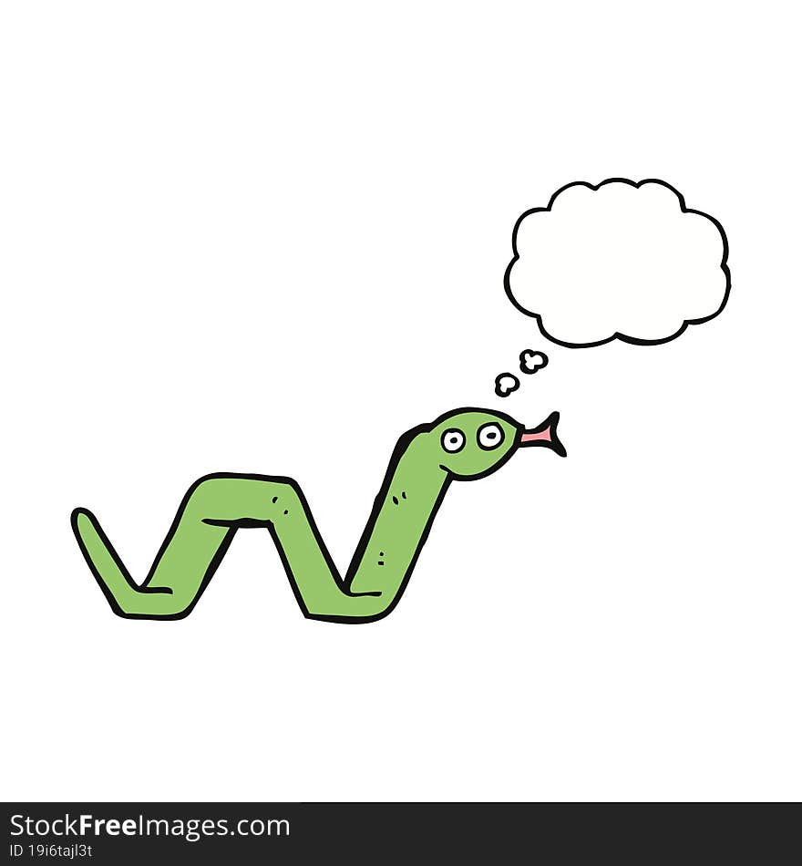 funny cartoon snake with thought bubble