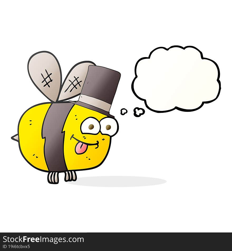 Thought Bubble Cartoon Bee Wearing Hat