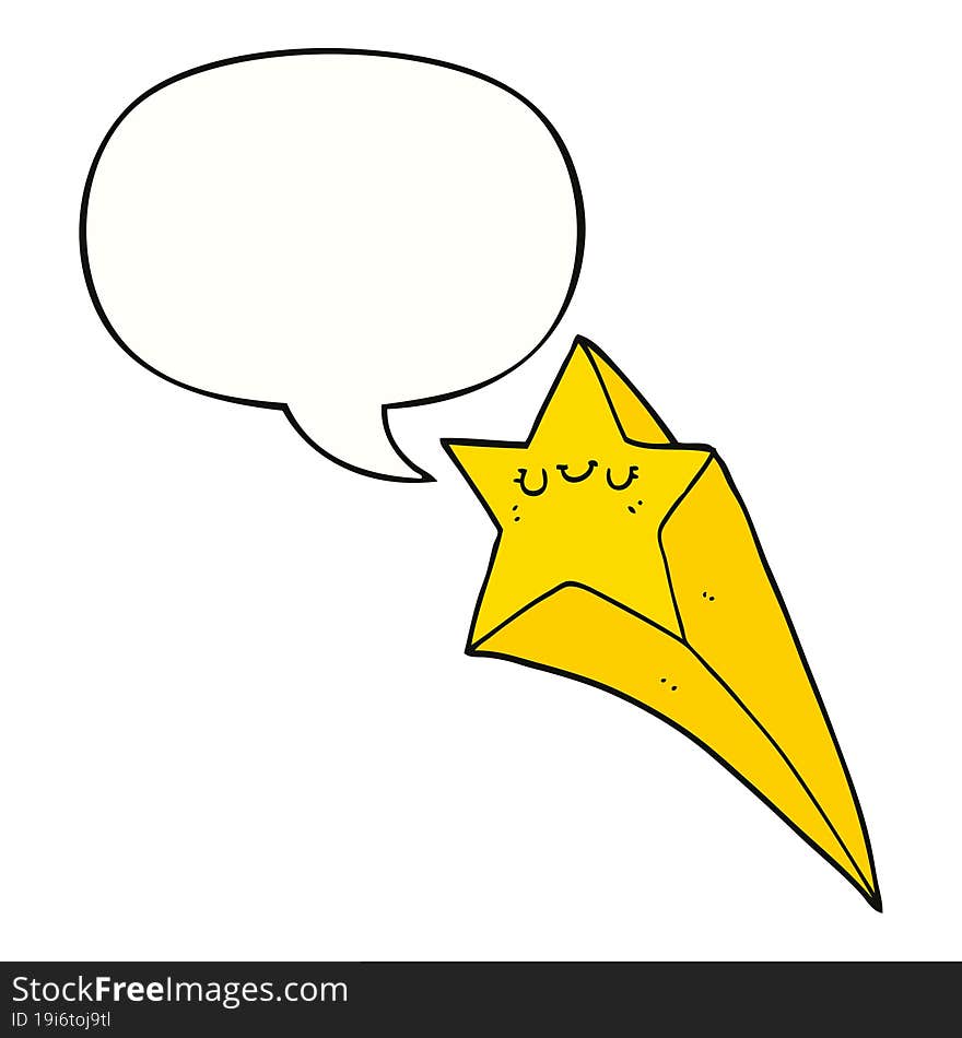 cartoon shooting star with speech bubble. cartoon shooting star with speech bubble