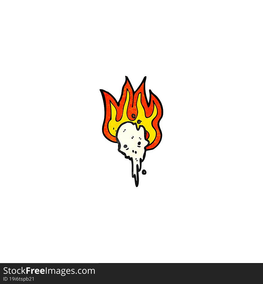 gross flaming skull cartoon