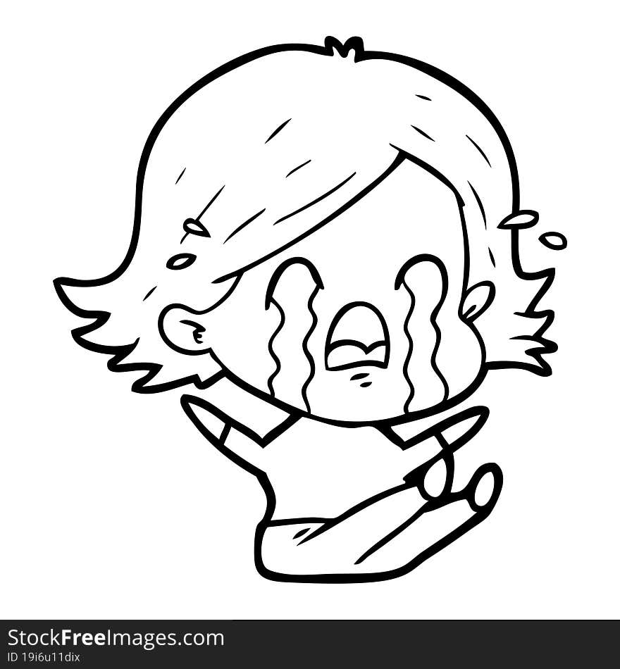 cartoon woman crying. cartoon woman crying