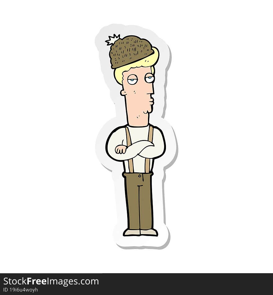 Sticker Of A Cartoon Man In Hat