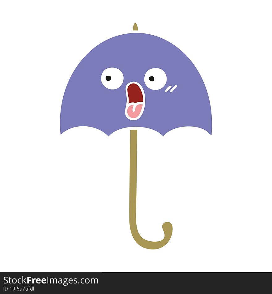 flat color retro cartoon umbrella