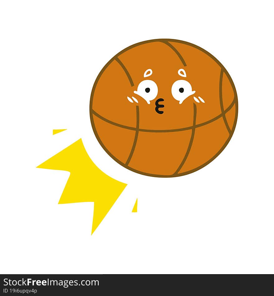 Flat Color Retro Cartoon Basketball