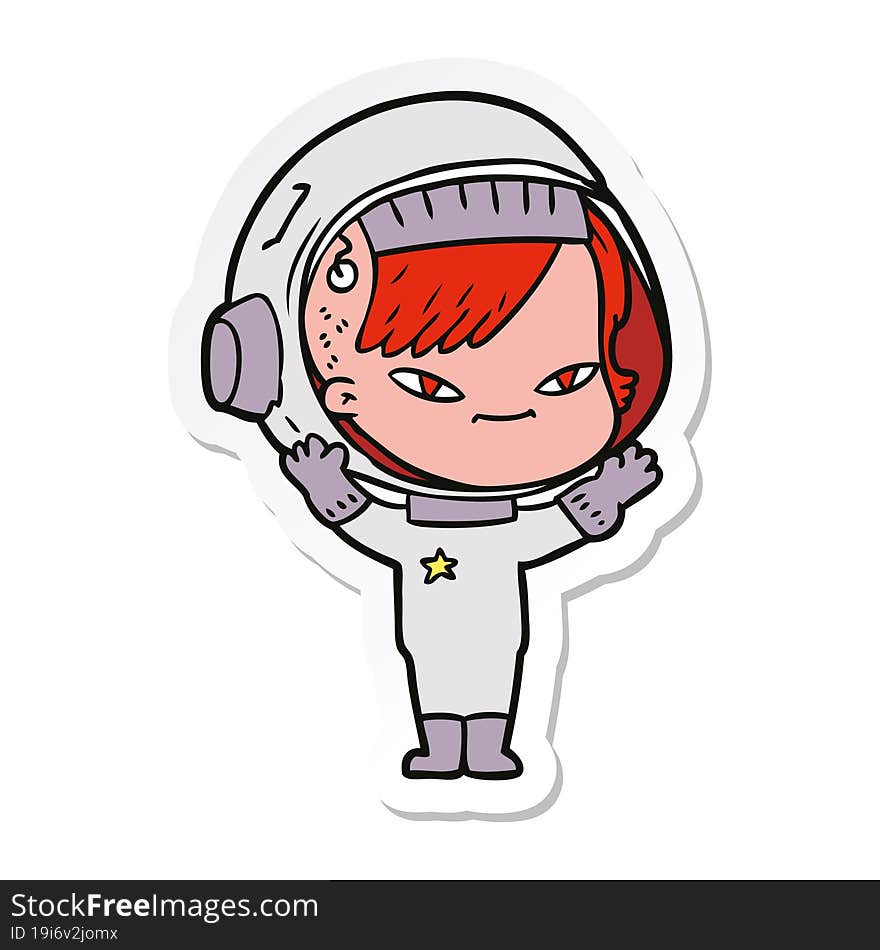 sticker of a cartoon astronaut woman