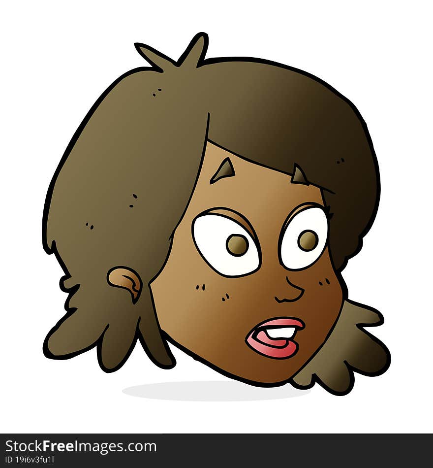 cartoon female face with surprised expression