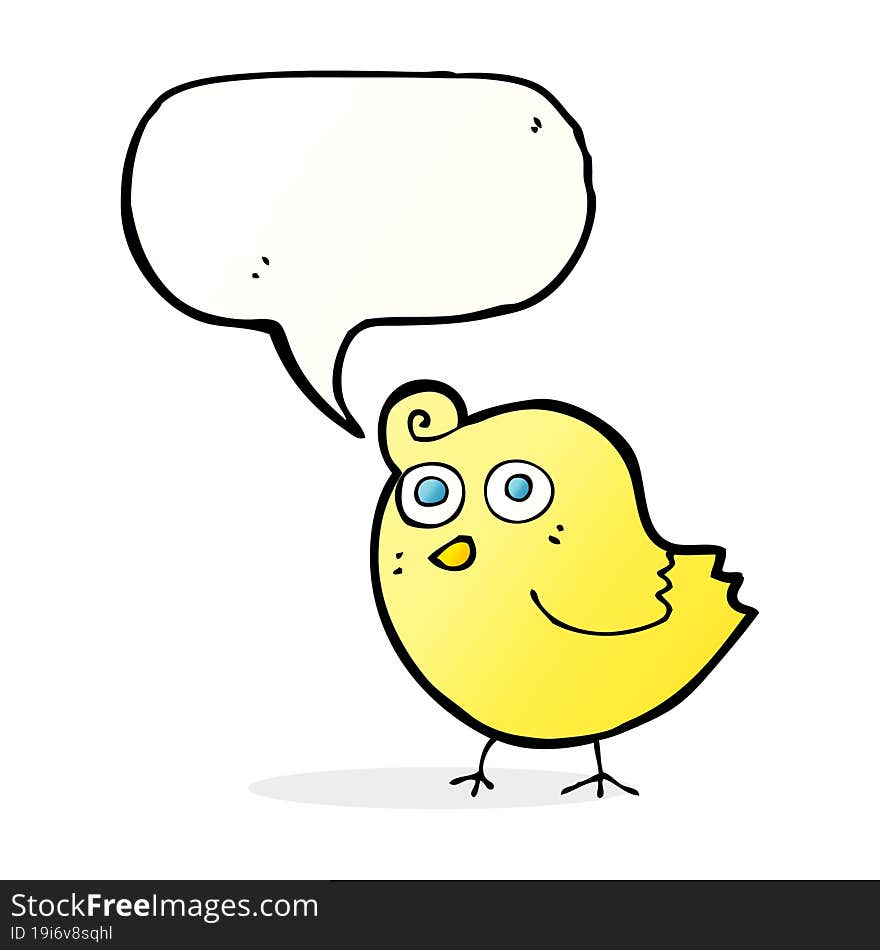 funny cartoon bird with speech bubble