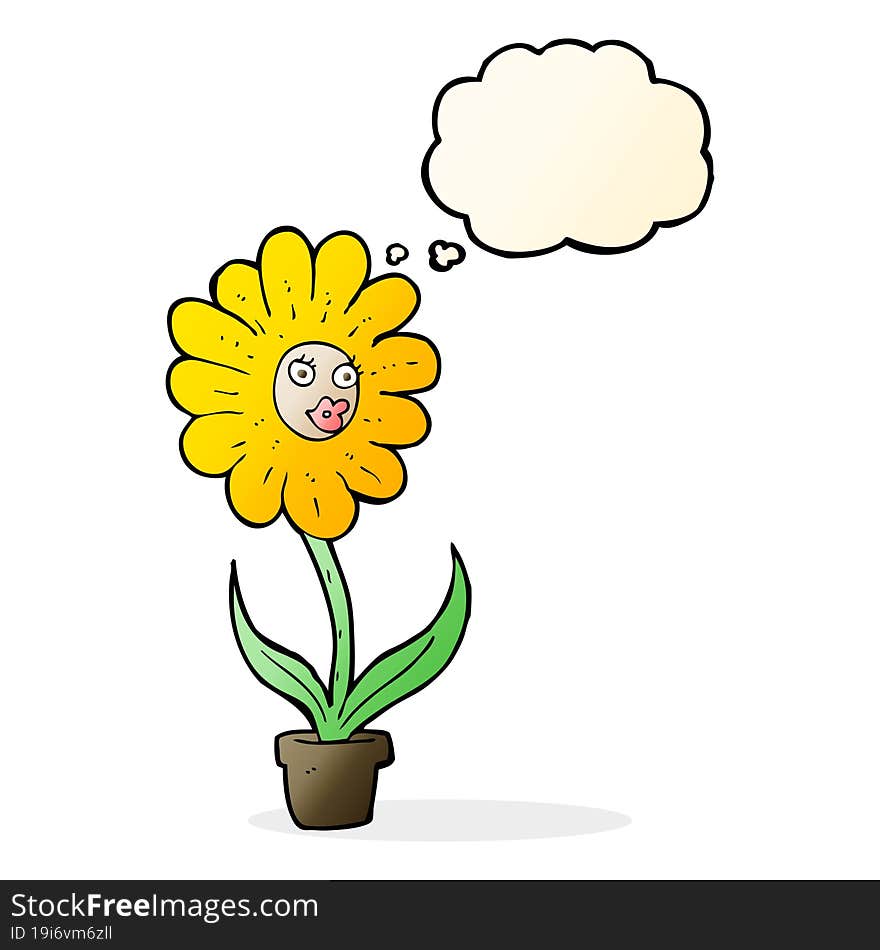 cartoon flower with thought bubble