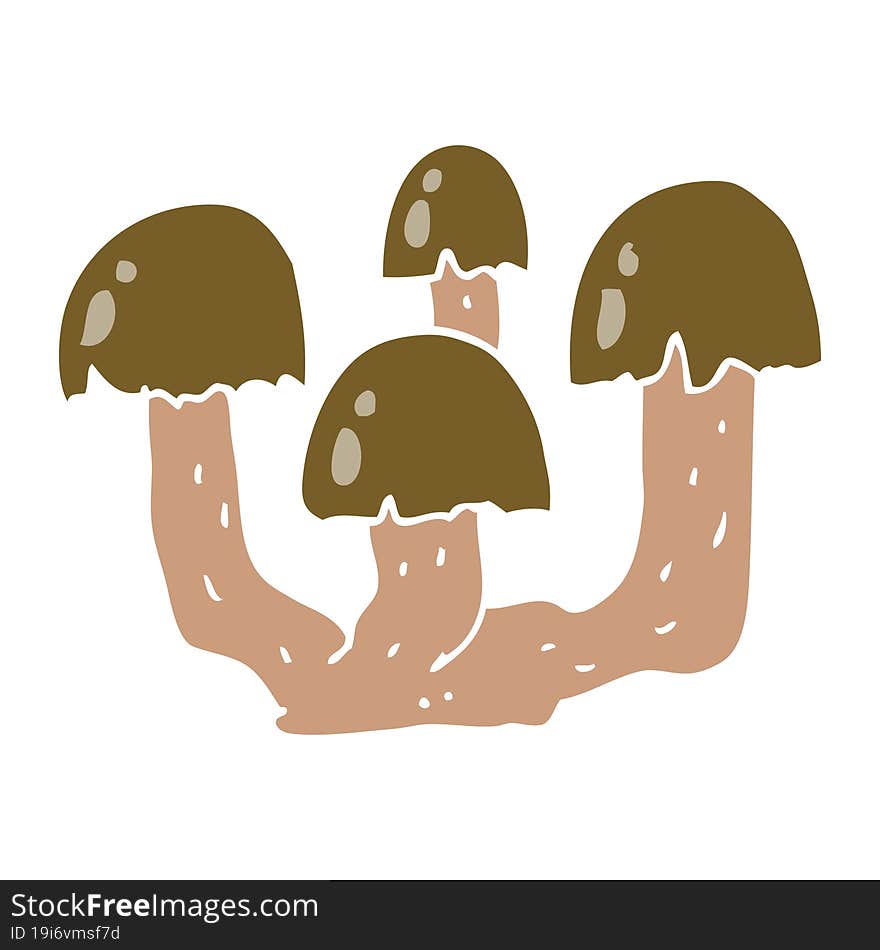 Flat Color Style Cartoon Mushrooms