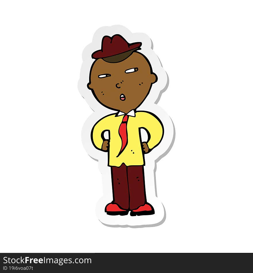 Sticker Of A Cartoon Man Wearing Hat