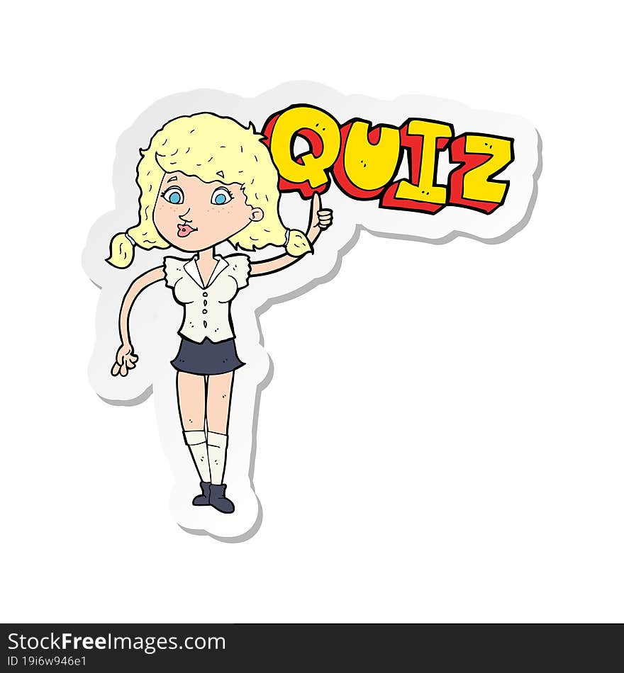 Sticker Of A Quiz Sign Cartoon