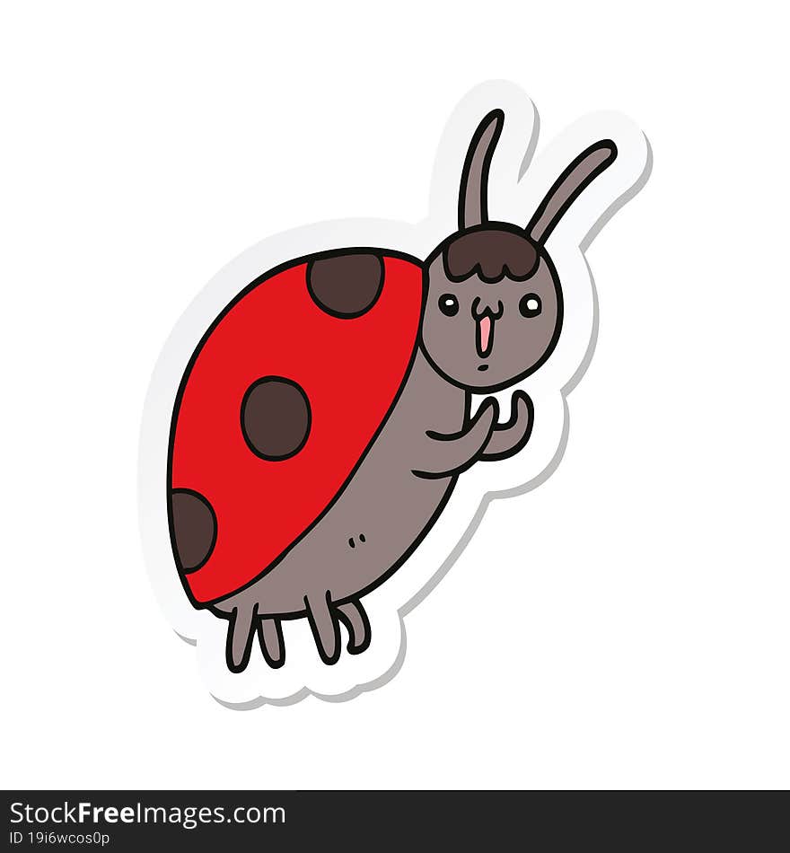 Sticker Of A Cute Cartoon Ladybug