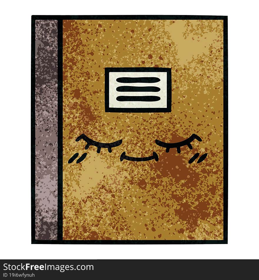 retro grunge texture cartoon of a notebook